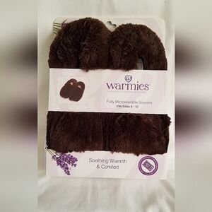 Warmies Fully Microwaveable Slippers - Brown - Fits Sizes 6-10 - NEW